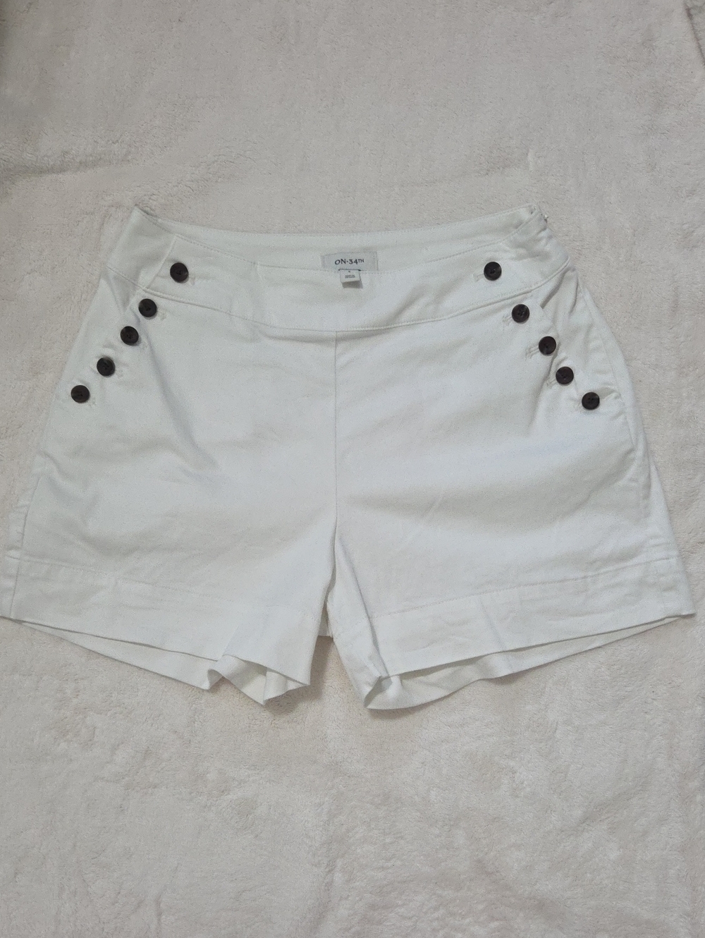 ON•34th White High-Waist Sailor Button Shorts - Tailored Summer Staple